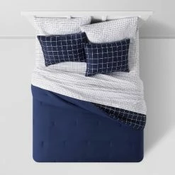 Cheap 🛒 Grid Printed Microfiber Comforter & Sheets Set - Room Essentials™ Navy 🎁 -Bedding Sets & Collections Sales Shop unnamed file 990
