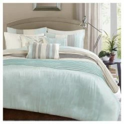 Best Pirce ⭐ Madison Park 6pc Salem Pleated Colorblock Duvet Cover Set Navy 🧨